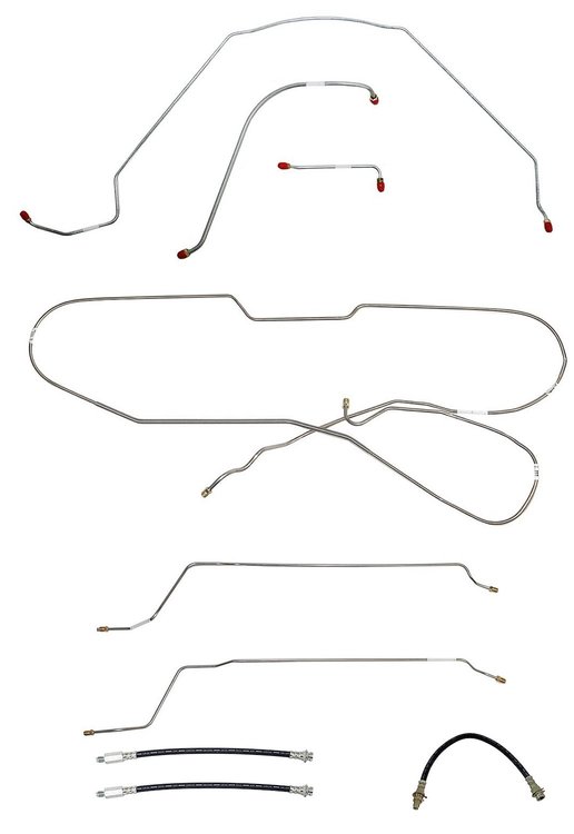 Complete Brake Line & Hose Kit for 1965 Chevy Chevelle, Malibu Hardtop w/Power Drum Brakes [Stainless Steel]