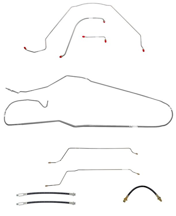 Complete Brake Line & Hose Kit for 1966 Chevy Chevelle, Malibu Convertible w/Power Drum Brakes [Stainless Steel]