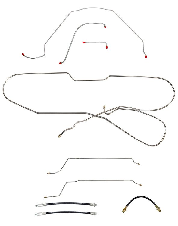 Complete Brake Line & Hose Kit for 1966 Chevy Chevelle, Malibu Hardtop w/Power Drum Brakes [Stainless Steel]