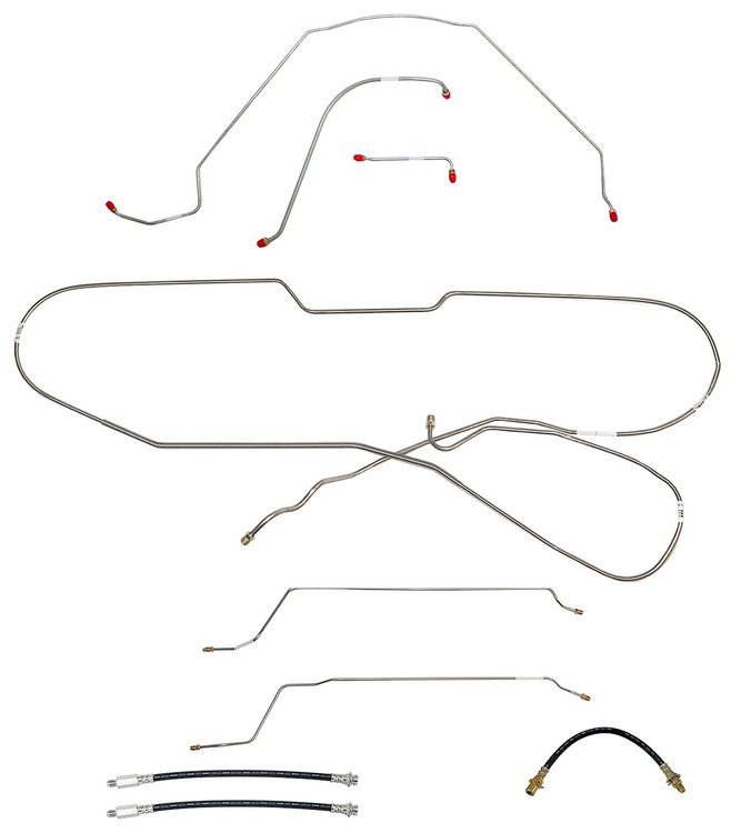Complete Brake Line & Hose Kit for 1966 Chevy Chevelle, Malibu Z16 or SS Hardtop w/Power Drum Brakes [Stainless Steel]
