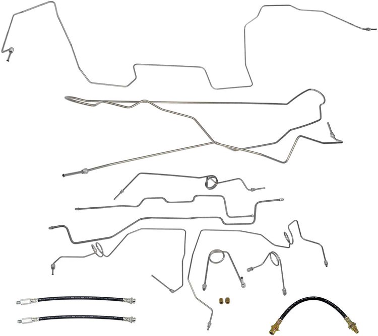 Complete Brake Line & Hose Kit for 1967 Chevy Chevelle, Malibu SS Hardtop w/Power Drum Brakes [Stainless Steel]