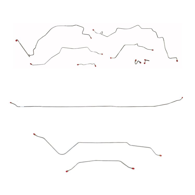 Complete Brake Line Set for 1967-1970 Chevy C10, GMC C1500 2WD Trucks w/Power Brakes/Long Bed/6-Lug/Coil Springs [Stainless]