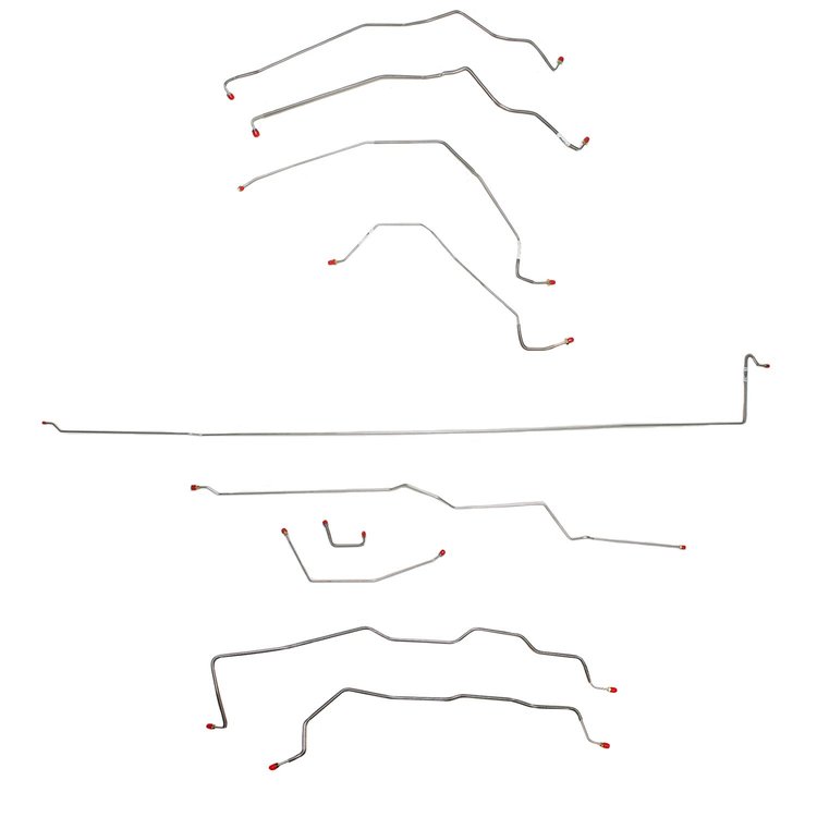 Complete Brake Line Set for 1989-1991 Chevy V3500 Dually Crew Cab Truck with Long Bed/No-ABS [Stainless Steel]