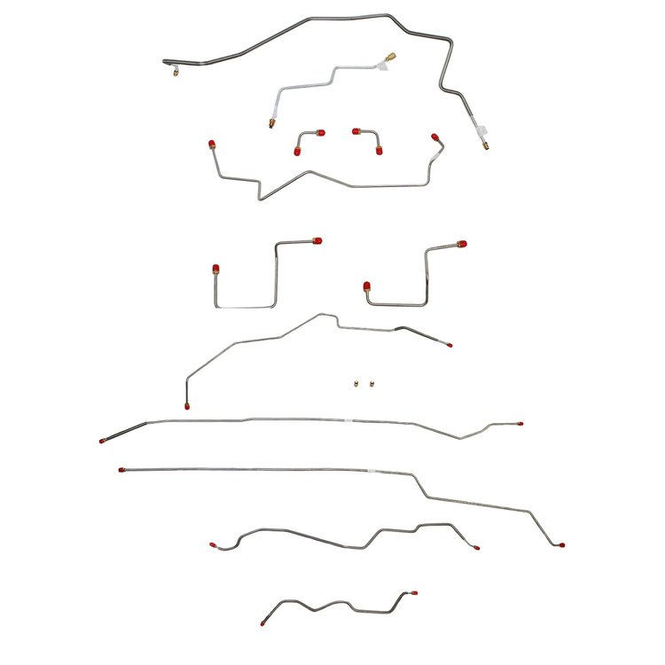 Complete Brake Line Set for 2000-2004 Chevy S10 2WD Extended Cab Truck w/Short Bed/All-Wheel ABS [Stainless Steel]