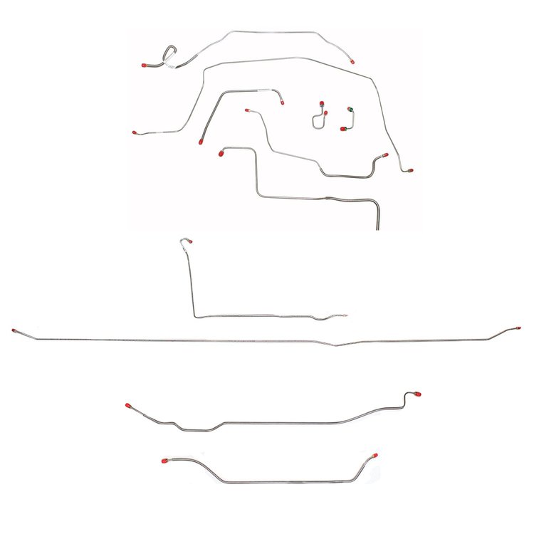Complete Brake Line Set for 1971-1972 Chevy K10, GM C1500 2WD Trucks w/Power Brakes/Long Bed/Coil/5-Lug [Stainless Steel]