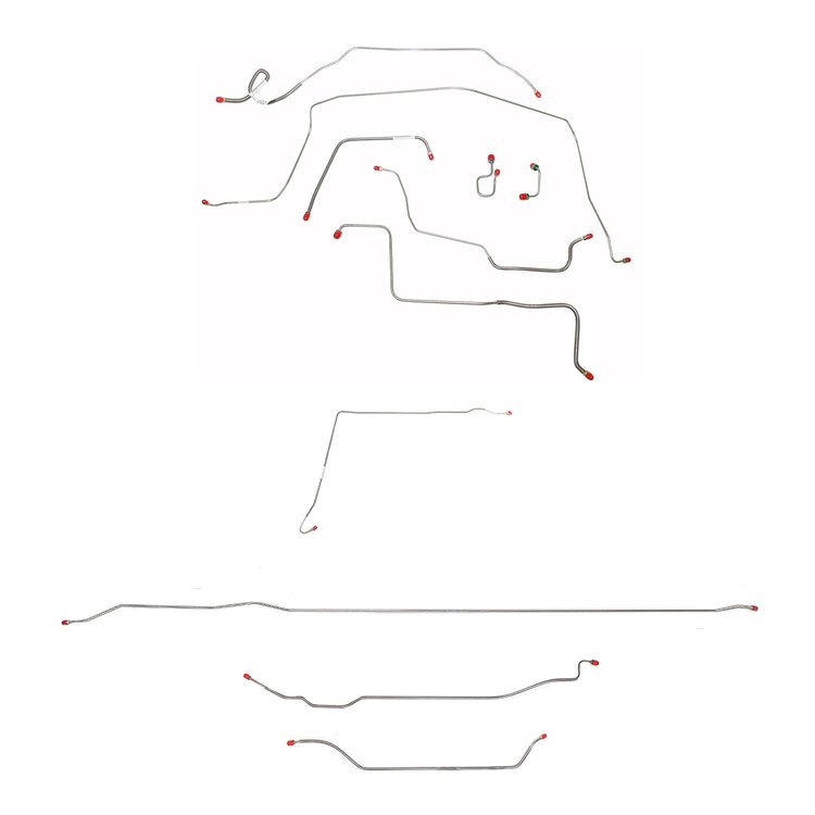 Complete Brake Line Set for 1971-1972 Chevy K10, GM C1500 2WD Trucks w/Power Brakes/Short Bed/Coil/5-Lug [Stainless Steel]