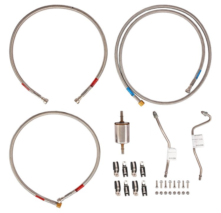 Quick-Fix Complete Fuel Line Kit for 1988-1995 GM K1500, K2500, K3500 Reg. Cab Short Bed Trucks w/V8 Engine [Braided Stainless]