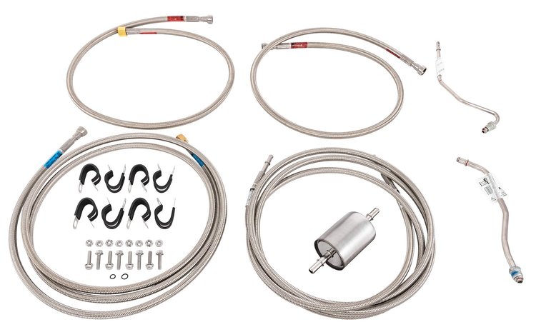 Quick-Fix Complete Fuel Line Kit for 1988-1995 GM K1500, K2500, K3500 Reg. Cab Long Bed Trucks w/V8 Engine [Braided Stainless]