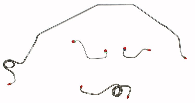 Front Brake Line Set for 1971-1973 Chevrolet Nova with Power Disc Brakes [4-PC, Stainless Steel]