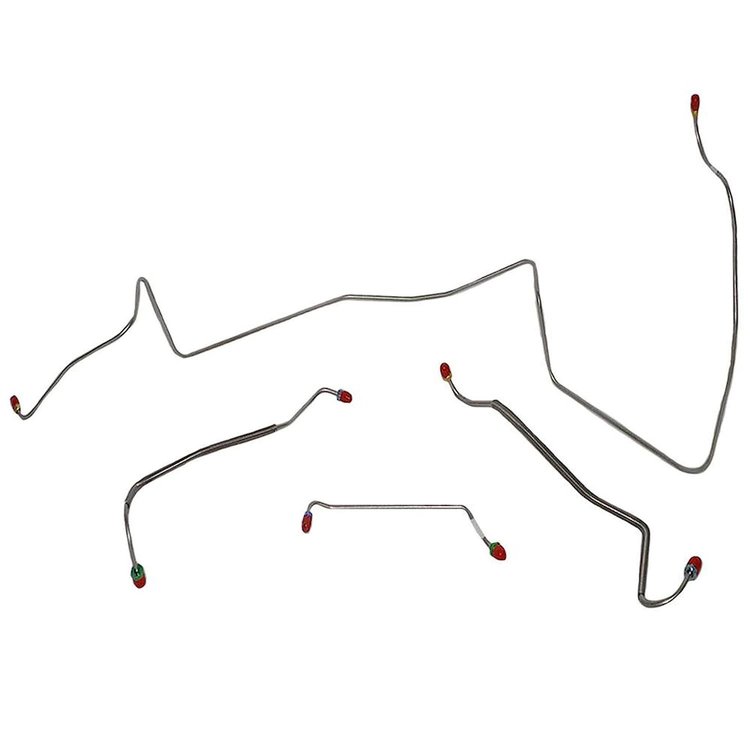 Front Brake Line Set for 1967 Pontiac GTO, Lemans, Tempest with Manual Drum/Non-Ram Air, HO Eng. [4-PC, Stainless Steel]