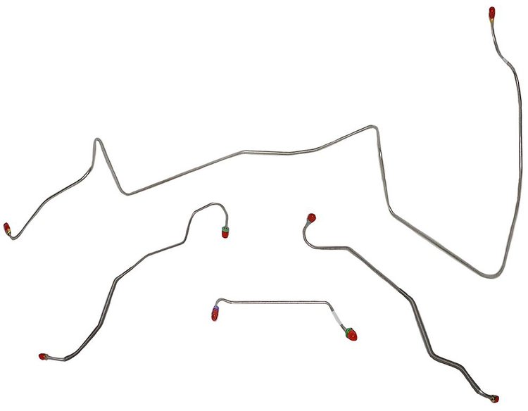 Front Brake Line Set for 1967 Pontiac GTO, Lemans, Tempest with Power Drum/Non-Ram Air, HO Eng. [4-PC, Stainless Steel]