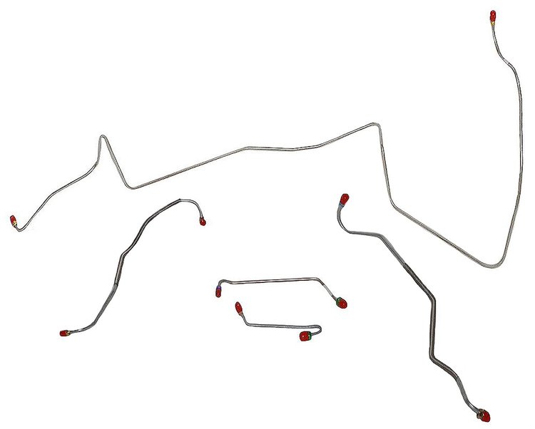 Front Brake Line Set for 1967 Pontiac GTO, Lemans, Tempest w/Power Disc, Non-Ram Air, HO Eng., 7/16 in. Port [Stainless Steel]