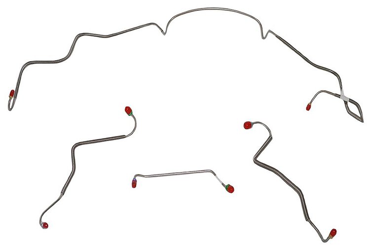 Front Brake Line Set for 1967 Pontiac GTO, Lemans, Tempest with Manual Drum/Ram Air or HO Engine [5-PC, Stainless Steel]