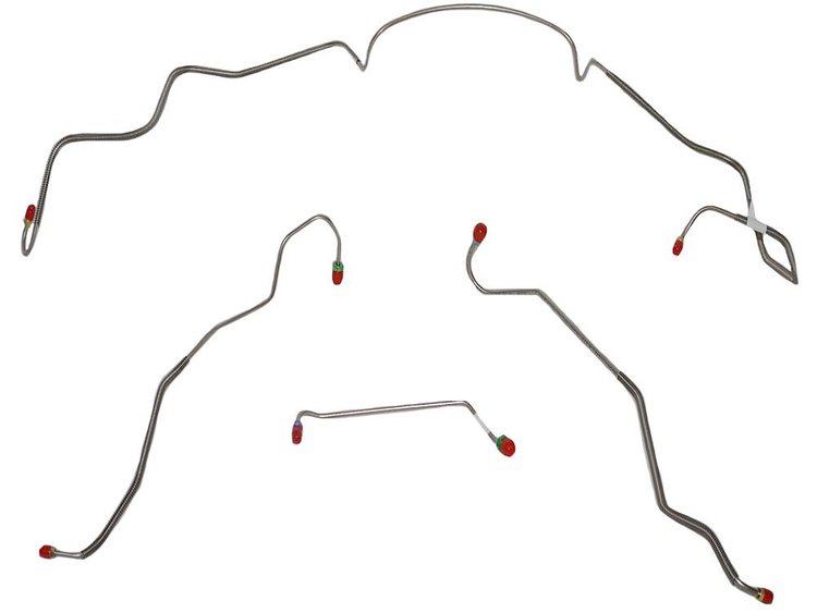 Front Brake Line Set for 1967 Pontiac GTO, Lemans, Tempest with Power Drum/Ram Air or HO Engine [4-PC, Stainless Steel]