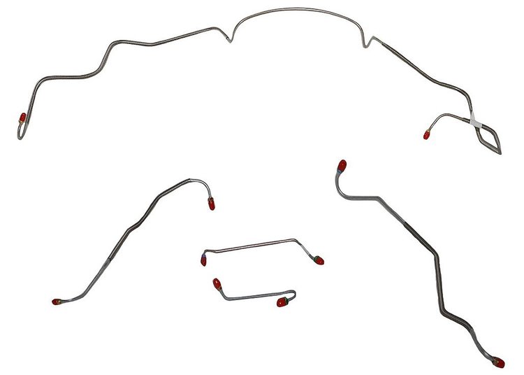 Front Brake Line Set for 1967 Pontiac GTO, Lemans, Tempest w/Power Disc/Ram Air or HO Eng./7/16 in. Port [4-PC, Stainless Steel]