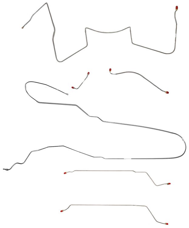 Complete Brake Line Set for 1964-1965 Pontiac GTO, Lemans w/Convertible/Power Drum [Stainless Steel]