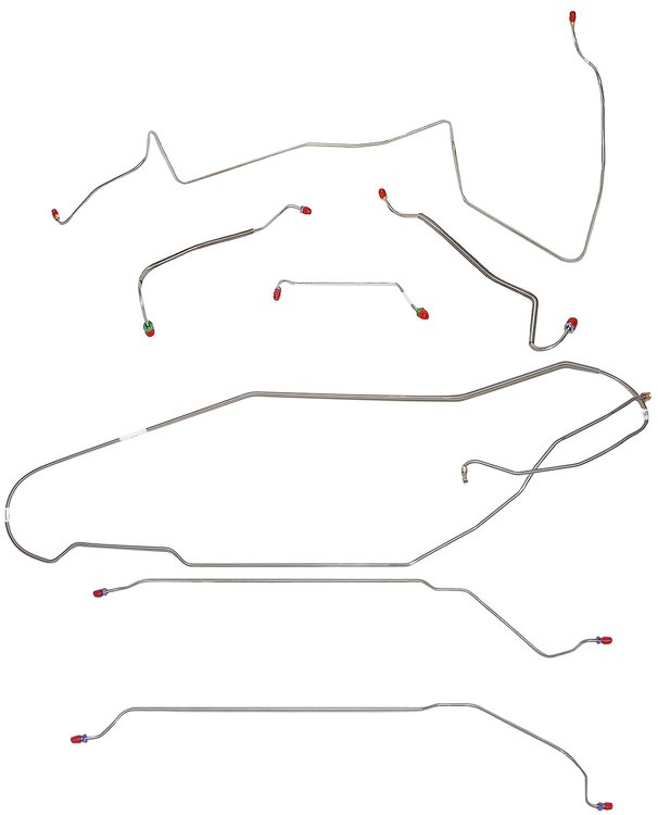 Complete Brake Line Set for 1967 Pontiac GTO, Lemans w/Hardtop/Manual Drum/Non-Ram Air, HO Engine [Stainless Steel]