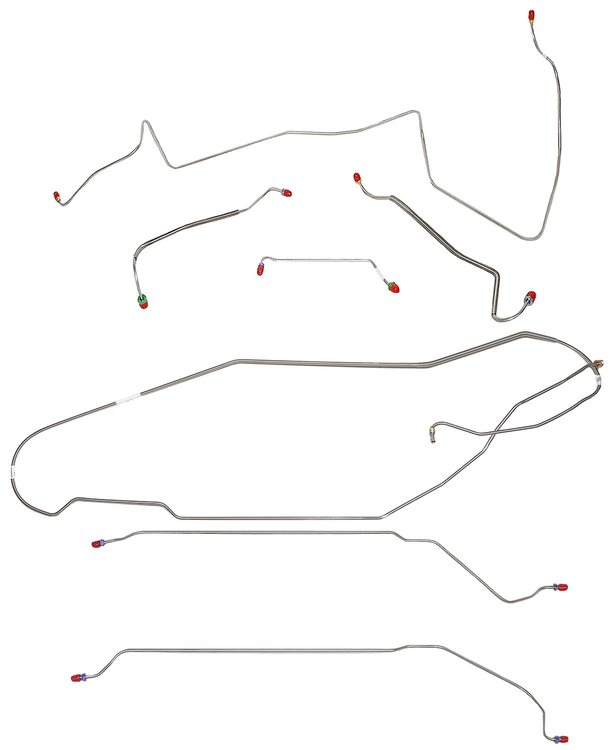 Complete Brake Line Set for 1967 Pontiac GTO, Lemans w/Convertible/Manual Drum/Non-Ram Air, HO Engine [Stainless Steel]