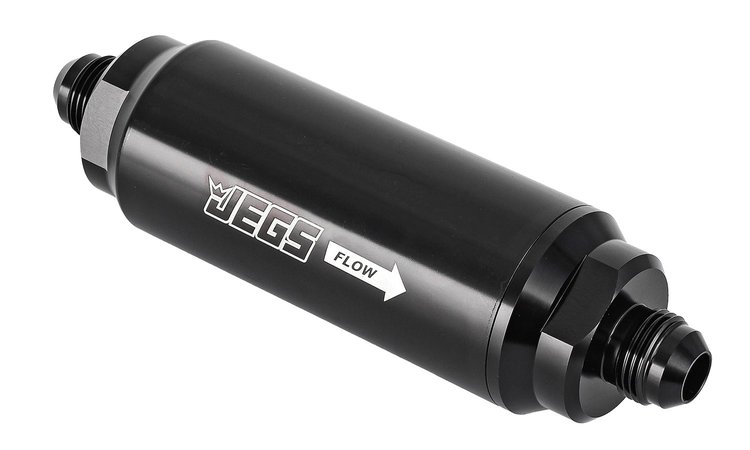 Billet Aluminum In-Line Fuel Filter for Gasoline Applications, 5 in. Long [-8 AN Black]