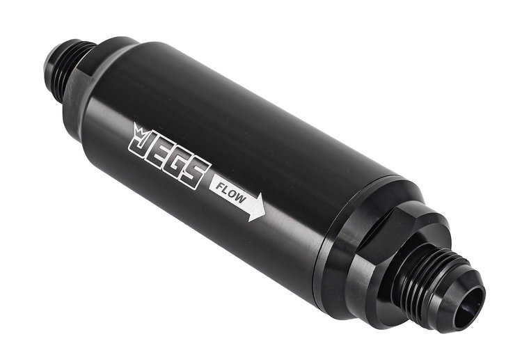Billet Aluminum In-Line Fuel Filter for Gasoline Applications, 5 in. Long [-10 AN Black]
