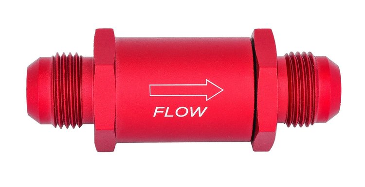 Billet Aluminum In-Line Fuel Filter with -10 AN Male Inlet/Outlet Connections [85-Micron, Red]