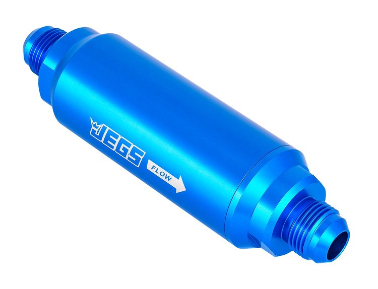 Billet Aluminum In-Line Fuel Filter for Gasoline Applications, 5 in. Long [-10 AN Blue]