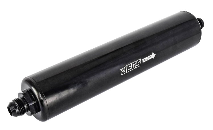 Billet Aluminum In-line Fuel Filter for Gasoline Applications, 9 in. Long [-8 AN Black]