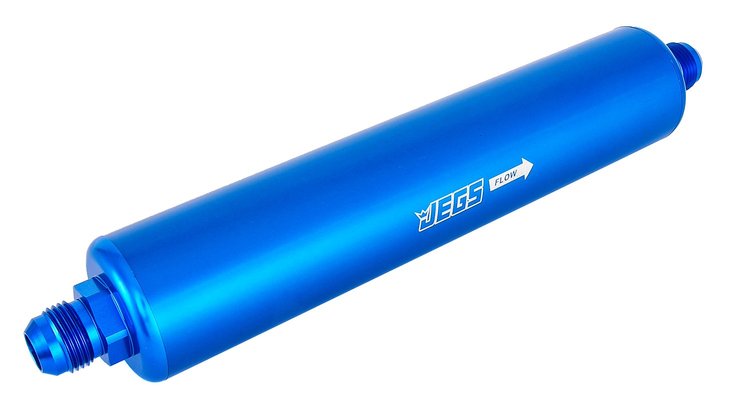 Billet Aluminum In-line Fuel Filter for Gasoline Applications, 9 in. Long [-8 AN Blue]