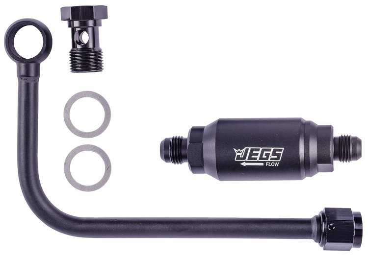 Single Feed Filtered Fuel Line for Edelbrock/Carter AFB Single Feed Carbs [Aluminum, Black]