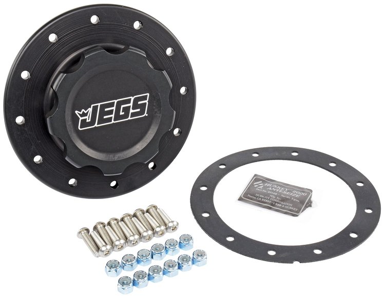Black Fuel Cell Cap with Bung 12-Bolt Bung