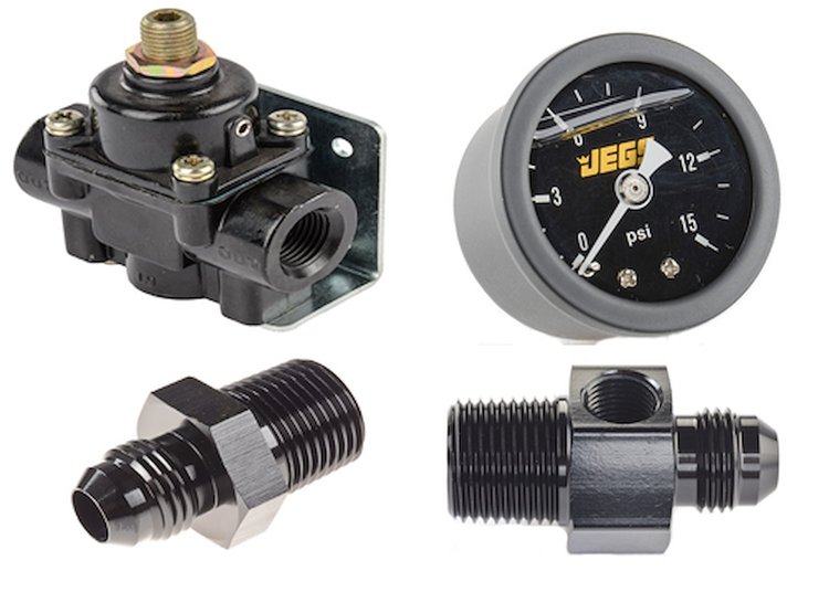 Fuel Pressure Regulator and Gauge Kit Gasoline 5 to 9 PSI