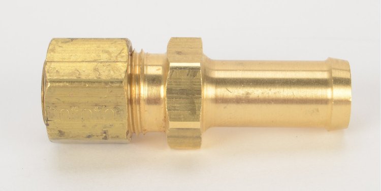 Captive Nut Adapter Fitting 5/16" Hard Line x 3/8" Hose Barb