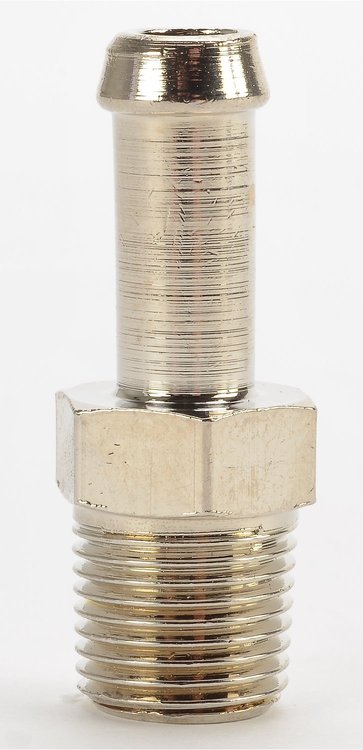 NPT Straight Hose Barb Fitting [1/8 in. NPT to 1/4 in. Hose, Nickel-Plated Brass]