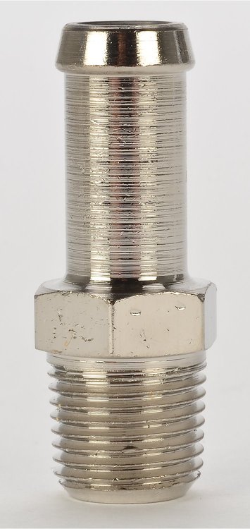 NPT Straight Hose Barb Fitting [1/8 in. NPT to 5/16 in. Hose, Nickel-Plated Brass]