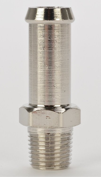 NPT Straight Hose Barb Fitting [1/8 in. NPT to 3/8 in. Hose, Nickel-Plated Brass]