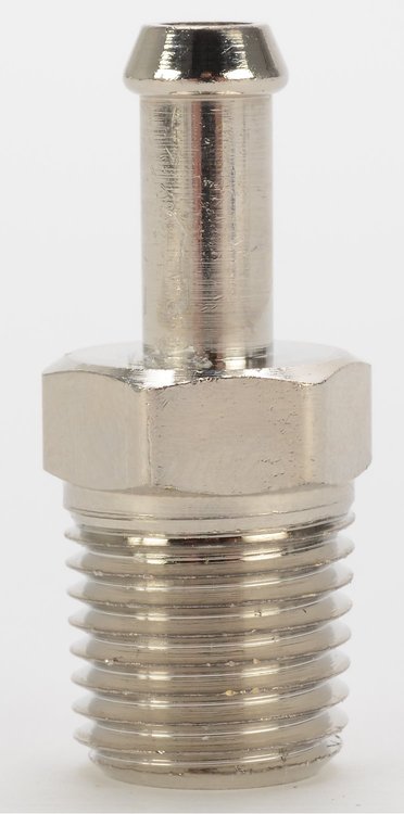 NPT Straight Hose Barb Fitting [1/4 in. NPT to 1/4 in. Hose, Nickel-Plated Brass]