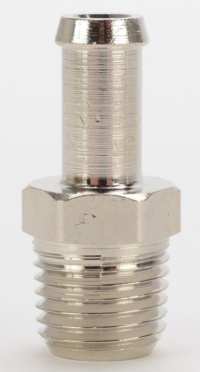 NPT Straight Hose Barb Fitting [1/4 in. NPT to 5/16 in. Hose, Nickel-Plated Brass]