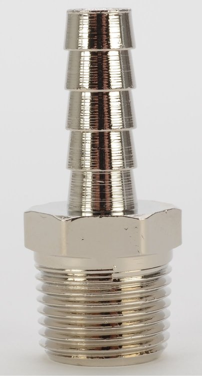NPT Straight Hose Barb Fitting [3/8 in. NPT to 5/16 in. Hose, Nickel-Plated Brass]