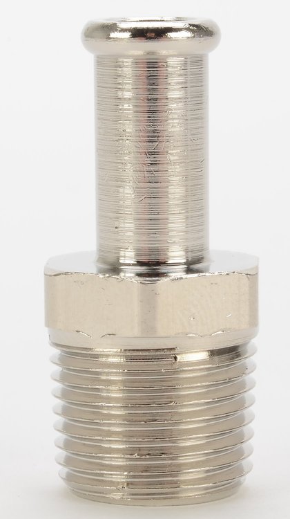 NPT Straight Hose Barb Fitting [3/8 in. NPT to 3/8 in. Hose, Nickel-Plated Brass]