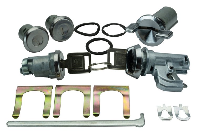 Ignition, Door, Trunk & Glovebox Lock Set for 1970-1977 Chevrolet Chevelle, Monte Carlo [Square Style GM Keys]