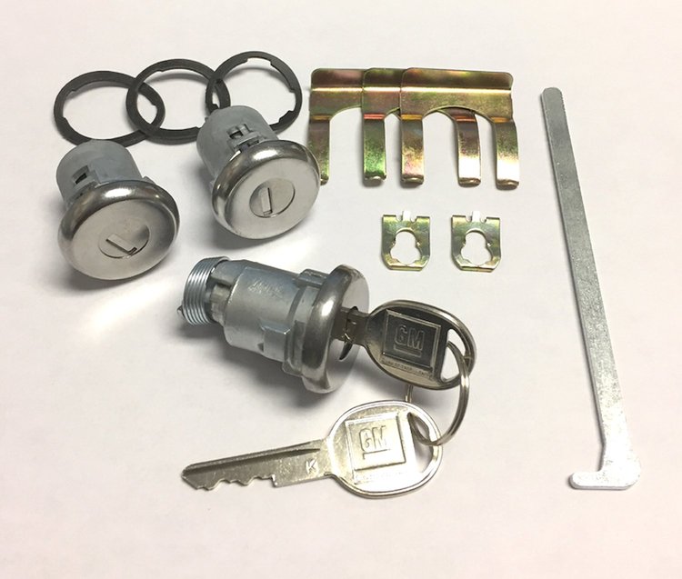 Door & Trunk Lock Set for 1971-1976 Chevrolet Bel Air, Biscayne, Caprice, Impala [Oval Style GM Keys]