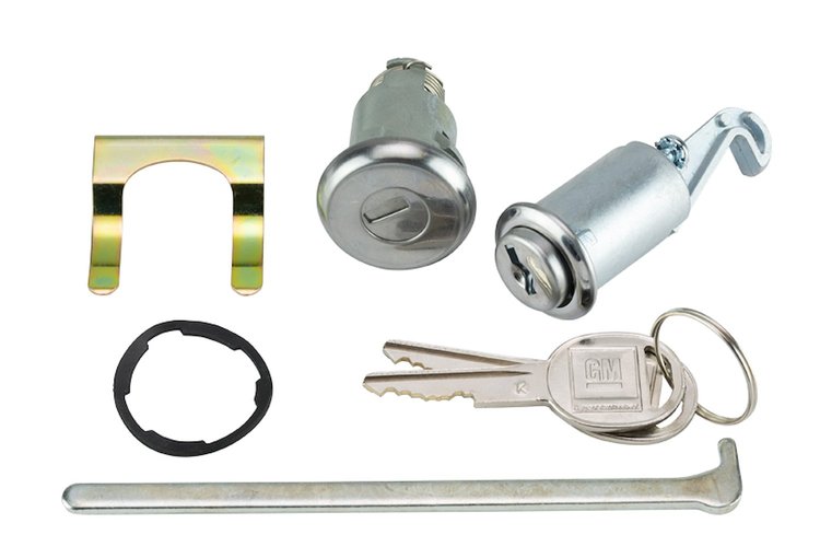 Trunk & Glovebox Lock Set for 1967-1968 Chevy Camaro, Pontiac Firebird With Vertical Pin Notches [Oval Style GM Keys]