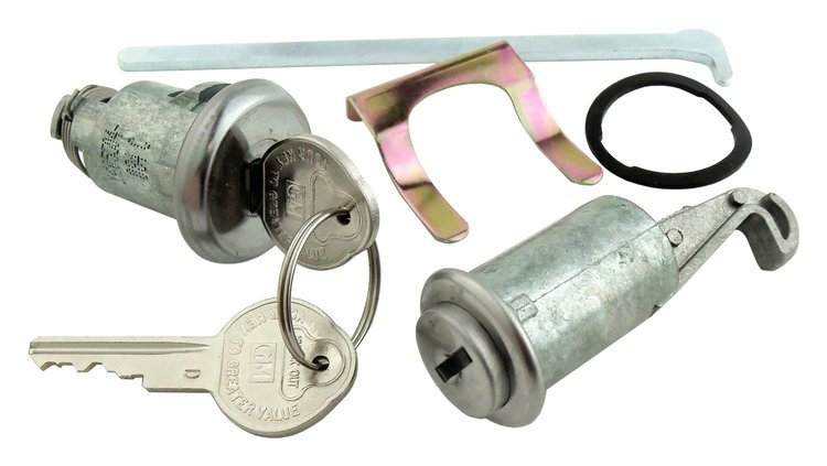 Trunk & Glovebox Lock Set for 1967 Chevy Camaro, Pontiac Firebird With Vertical Pin Notches [Original Pearhead Keys]