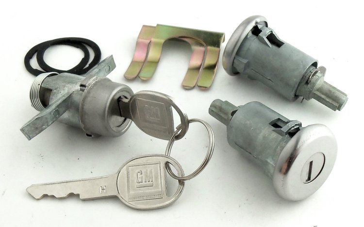 Door & Trunk Lock Set for 1970-1973 Chevrolet Camaro With Long Shaft Cylinders [Oval Style GM Keys]