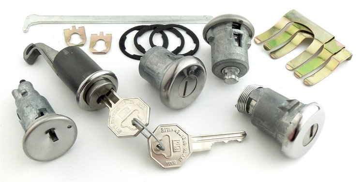 Ignition, Door, Trunk & Glovebox Lock Set for 1968 Chevrolet Camaro With Vertical Pin Notches [Original Octagon Keys] 