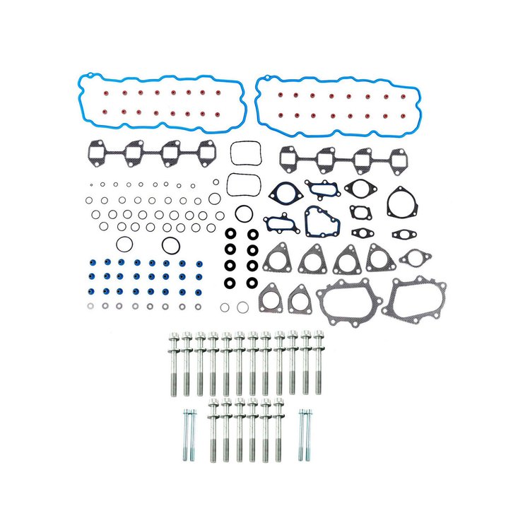 Engine Top-End Gasket Set w/Head Bolts Fits Select 2001-2004 Chevrolet, GMC Models w/6.6L V8 32V Turbocharged DIESEL OHV Engine
