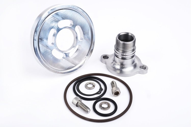 High Flow Oil Filter Adapter Fits: Most Small Block Chevy Engines (68-92 L98)