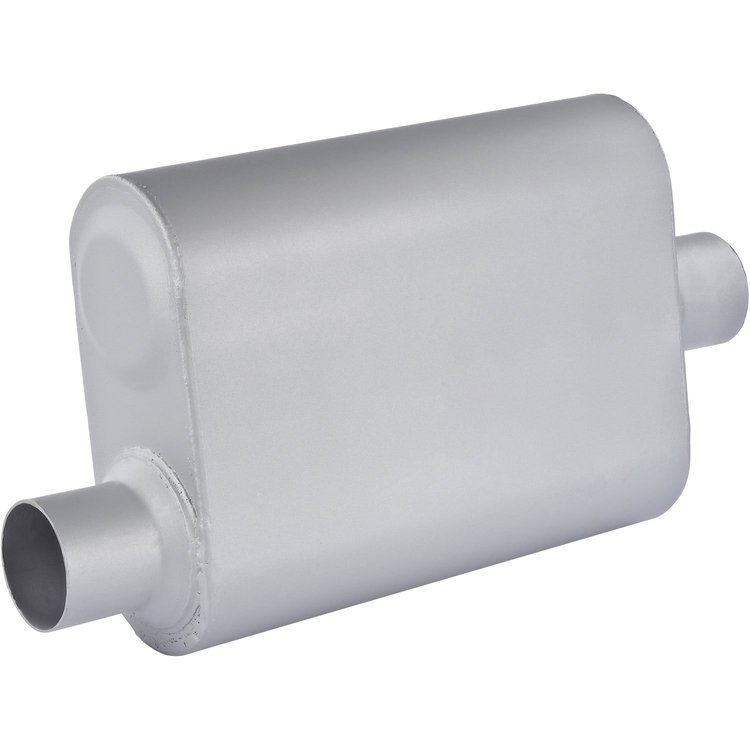 Chambered Deep-Tone Muffler 2.500 in. Offset Inlet / Center Outlet