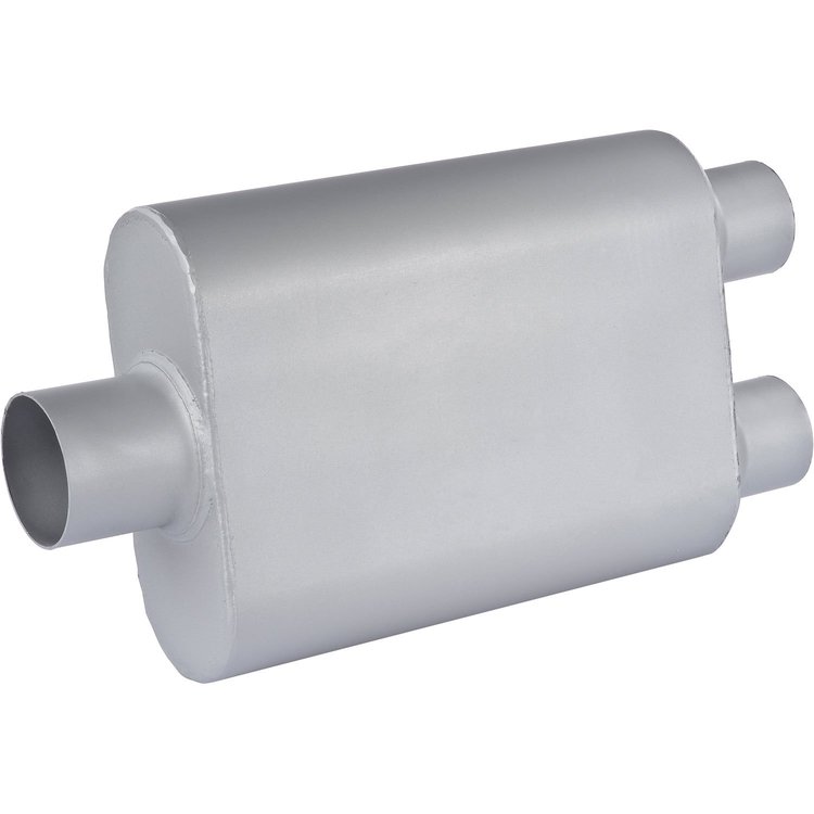Chambered Deep-Tone Muffler 3 in. Center Inlet / 2.500 in. Dual Outlet