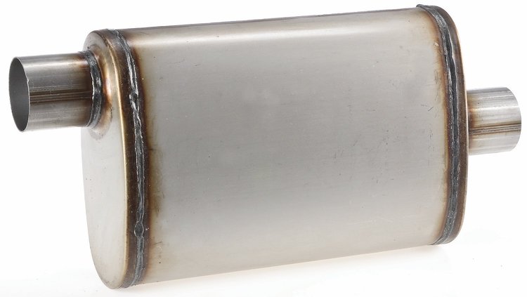 Satin SS Oval Muffler [2 1/2 in.] Offset / Centered - Reversible